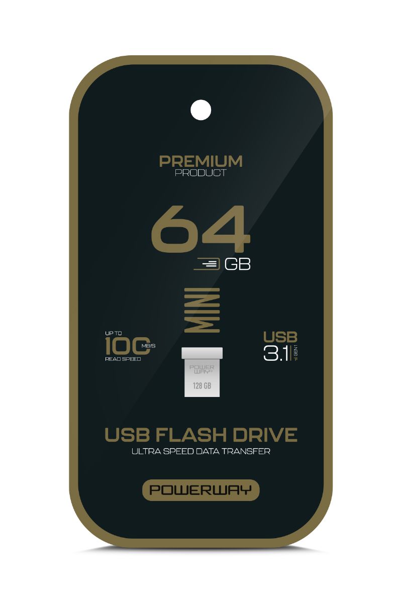 Powerway 64 GB USB 3.1 Flash Bellek Siyah Altin